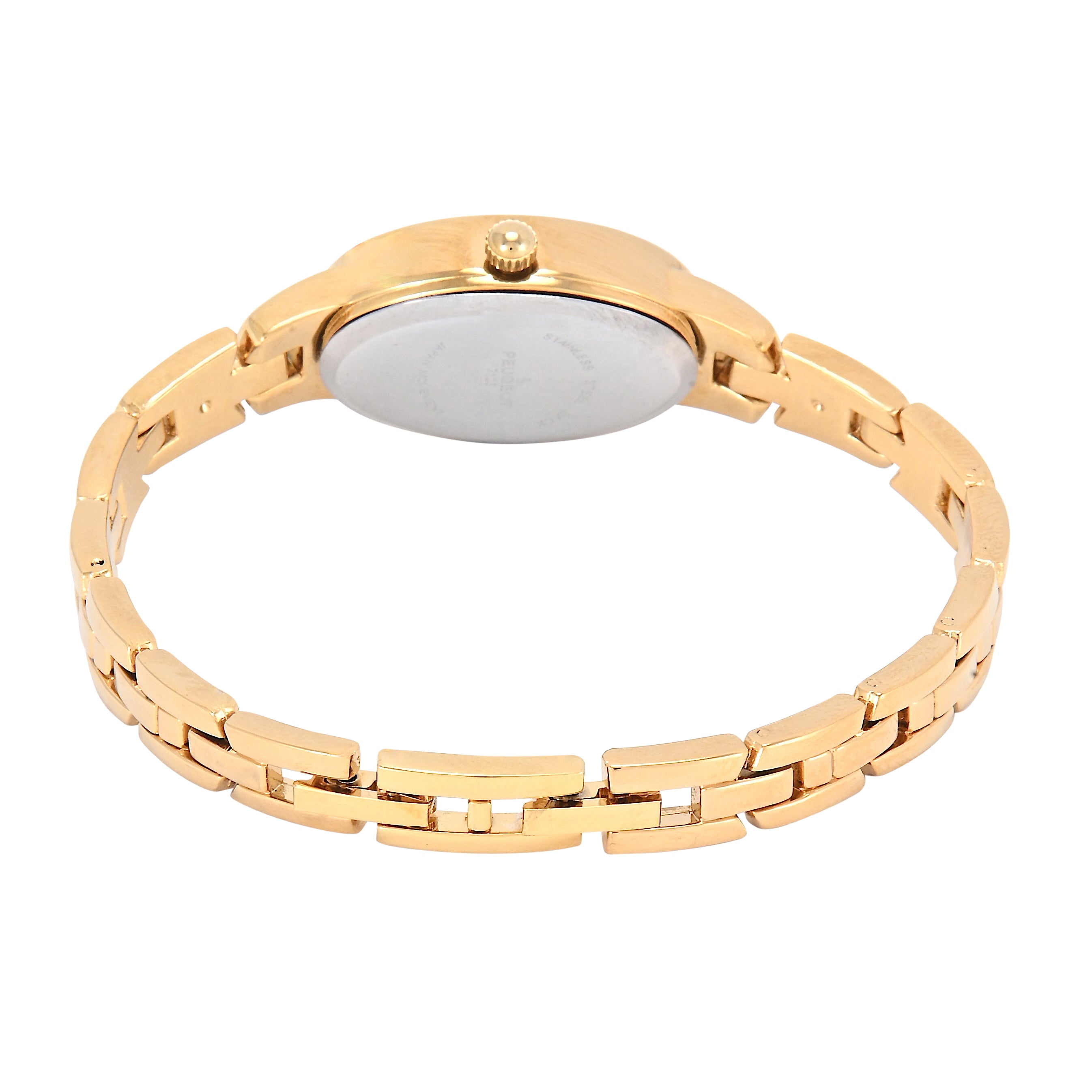 Women's 14K Gold-Plated 30x25mm Oval Dial Link Bracelet Watch
