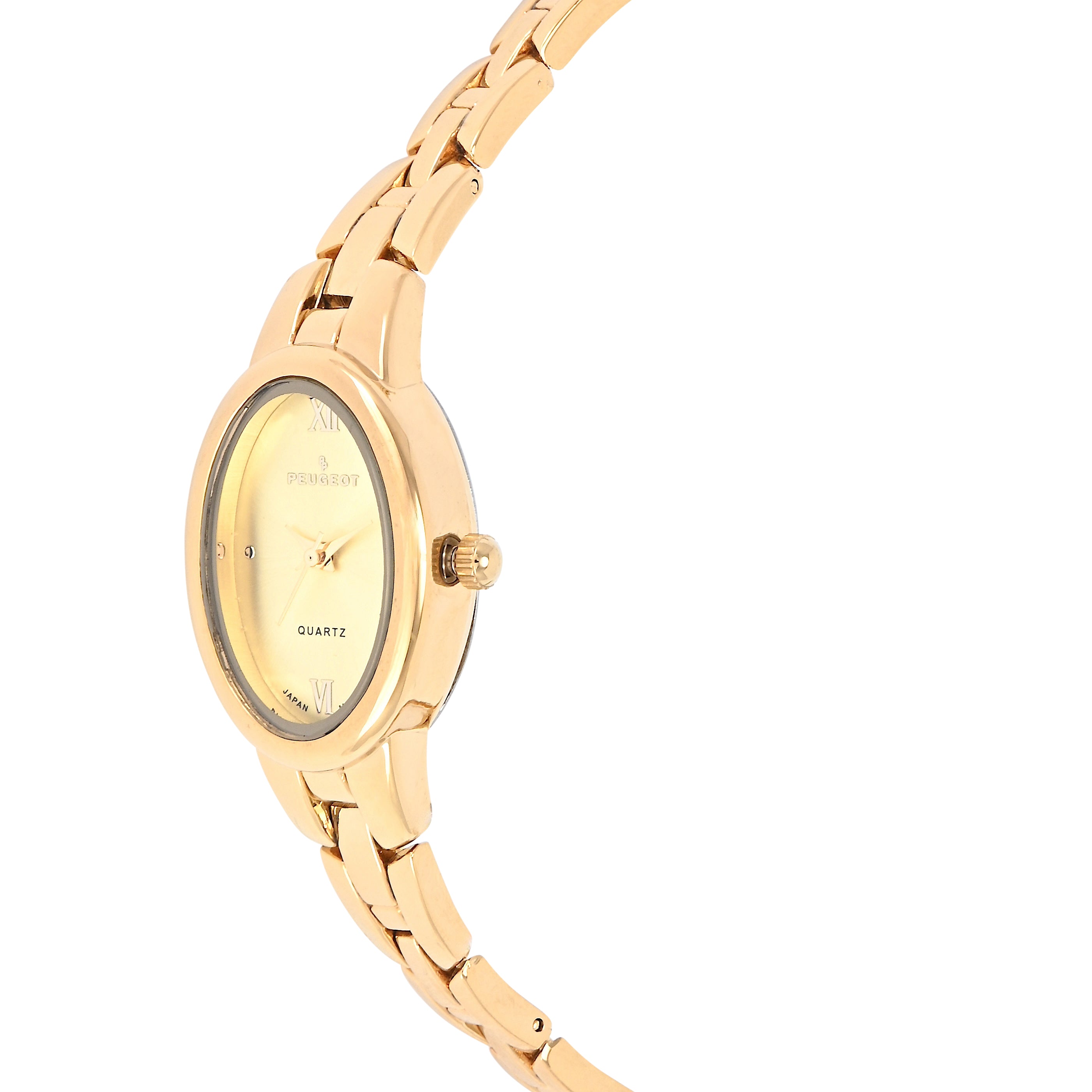 Women's 14K Gold-Plated 30x25mm Oval Dial Link Bracelet Watch