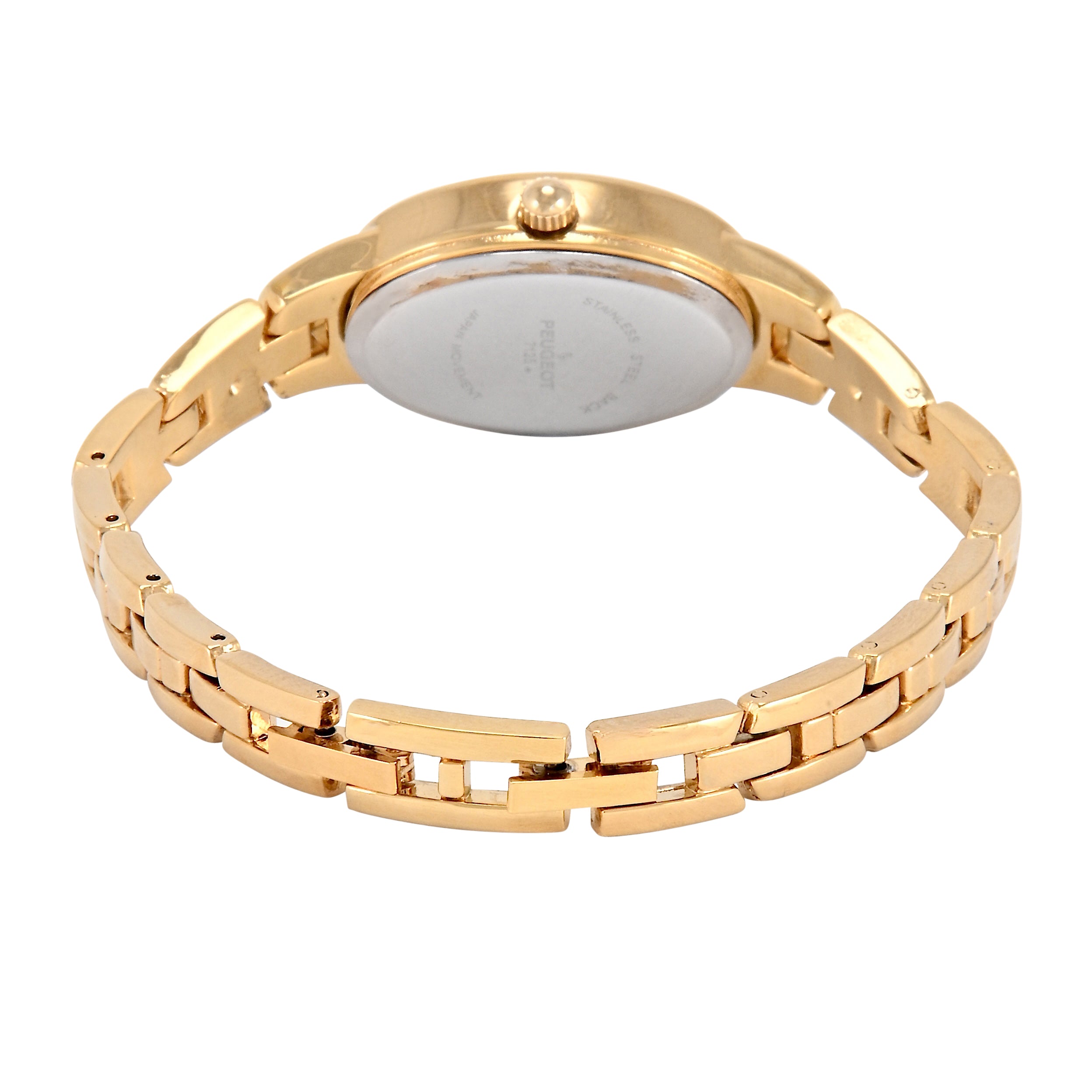 Women's 14K Gold-Plated Black Dial 30x25mm Oval Dial Link Bracelet Watch