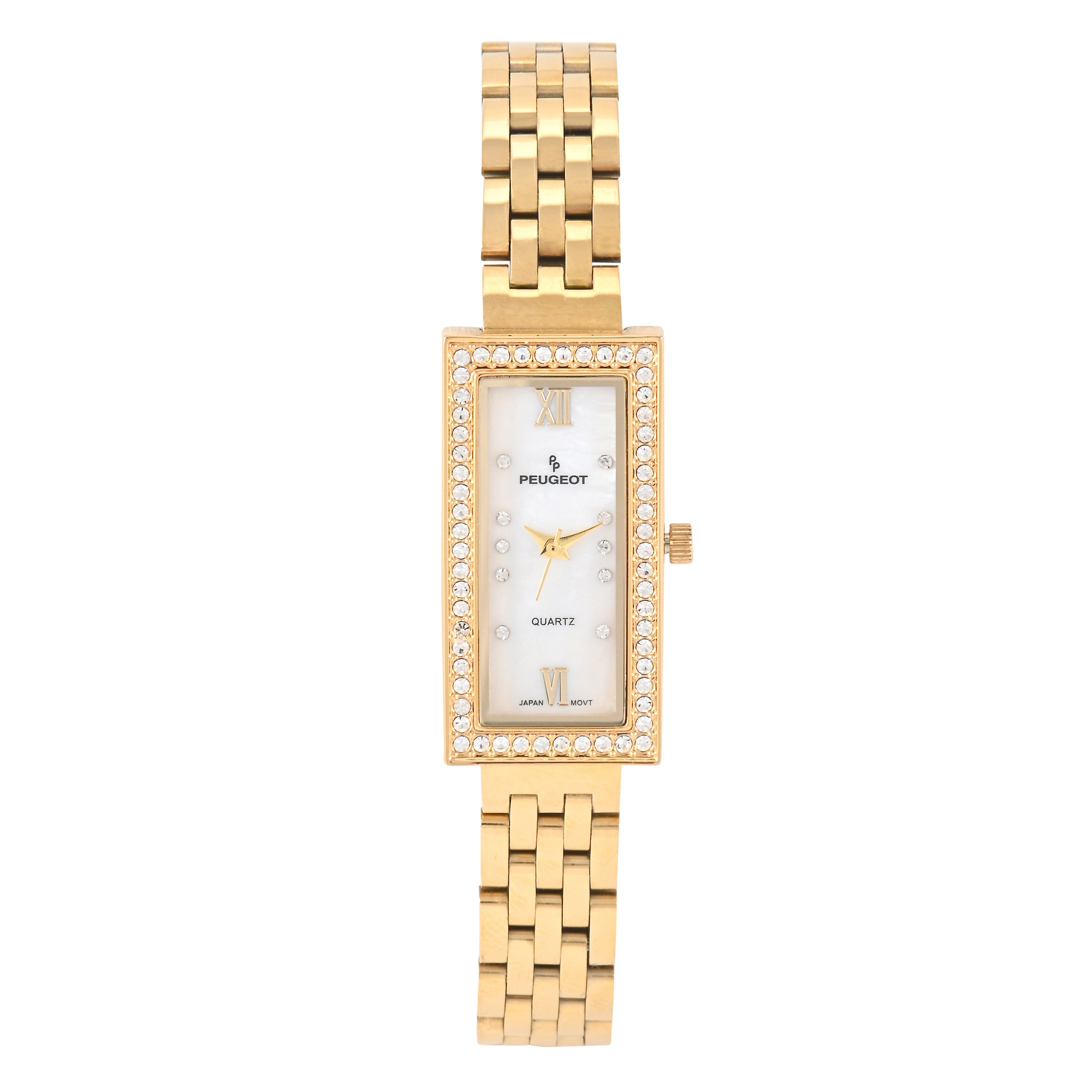 Women's 35x20mm White Crystal Bezel Watch with Stainless Steel Bracelet