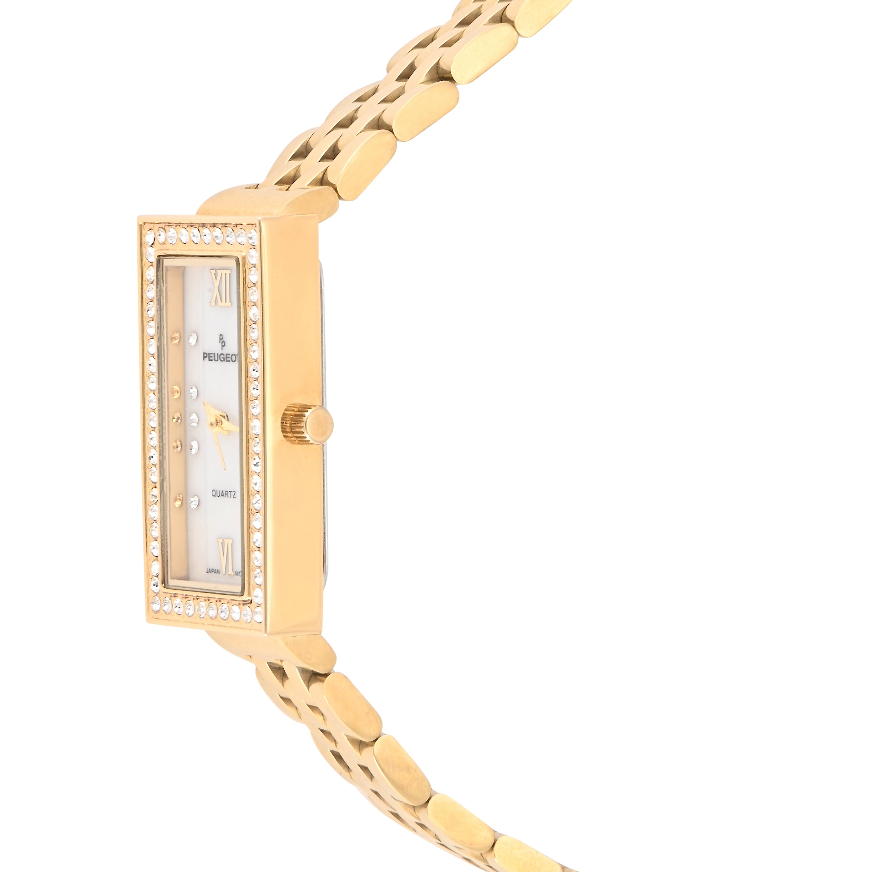 Women's 35x20mm White Crystal Bezel Watch with Stainless Steel Bracelet