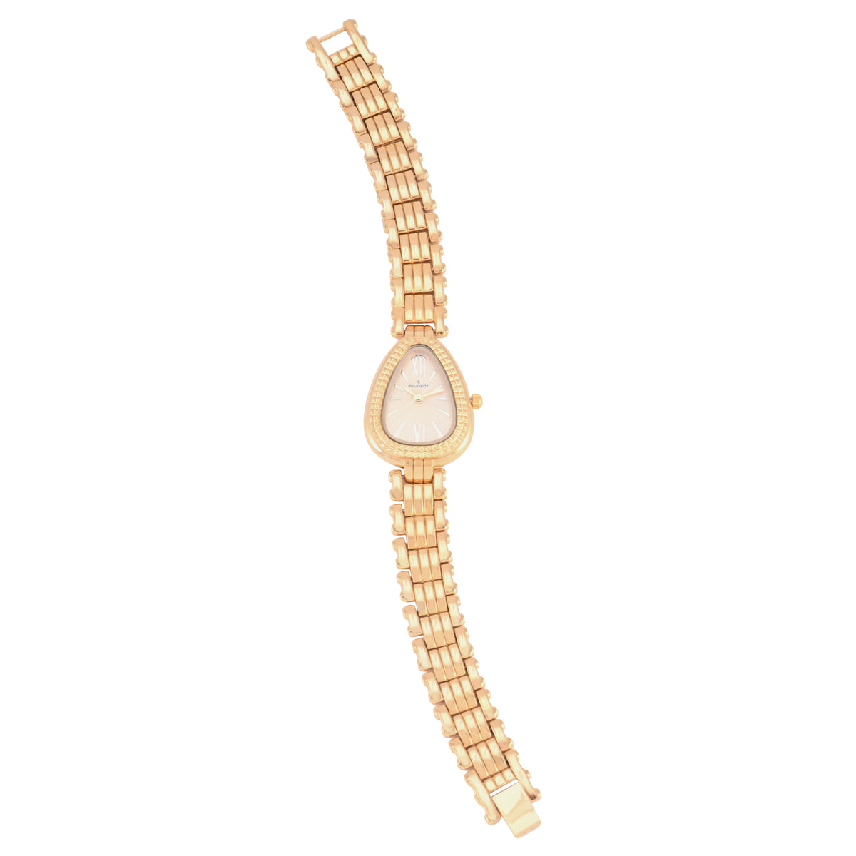 Women's 14K Gold-Plated 25MM Snakehead Bracelet Watch Pyramid Studded Bezel
