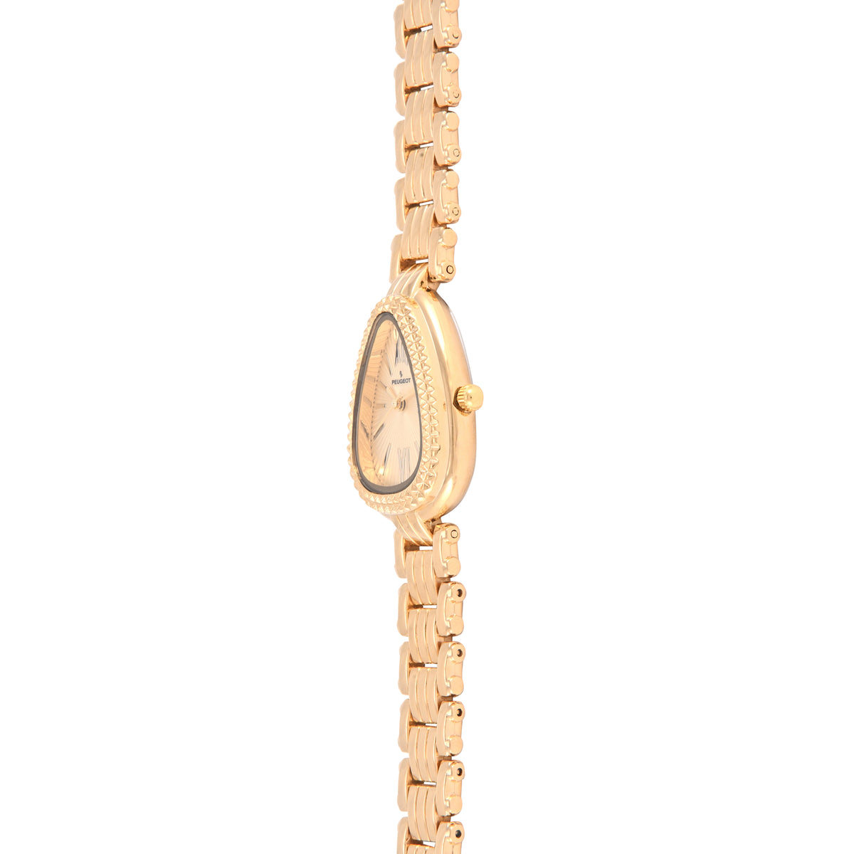 Women's 14K Gold-Plated 25MM Snakehead Bracelet Watch Pyramid Studded Bezel