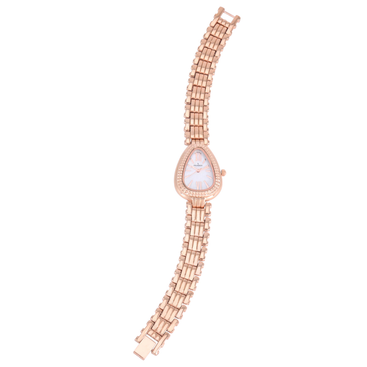 Women's Rose-Gold 25MM Snakehead Bracelet Watch Pyramid Studded Bezel