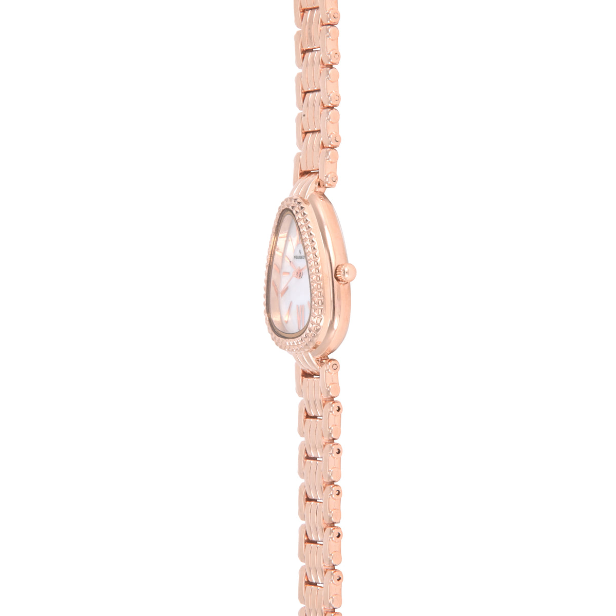 Women's Rose-Gold 25MM Snakehead Bracelet Watch Pyramid Studded Bezel