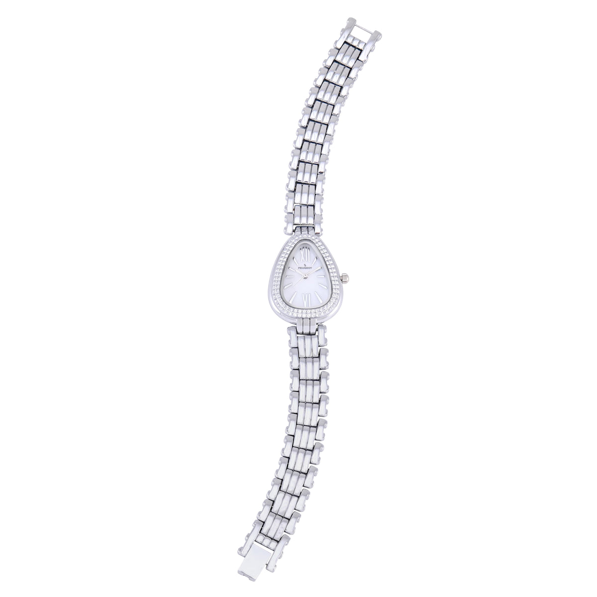 Women's Silver 25MM Snakehead Bracelet Watch Pyramid Studded Bezel