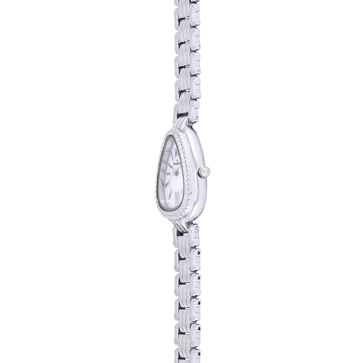 Women's Silver 25MM Snakehead Bracelet Watch Pyramid Studded Bezel