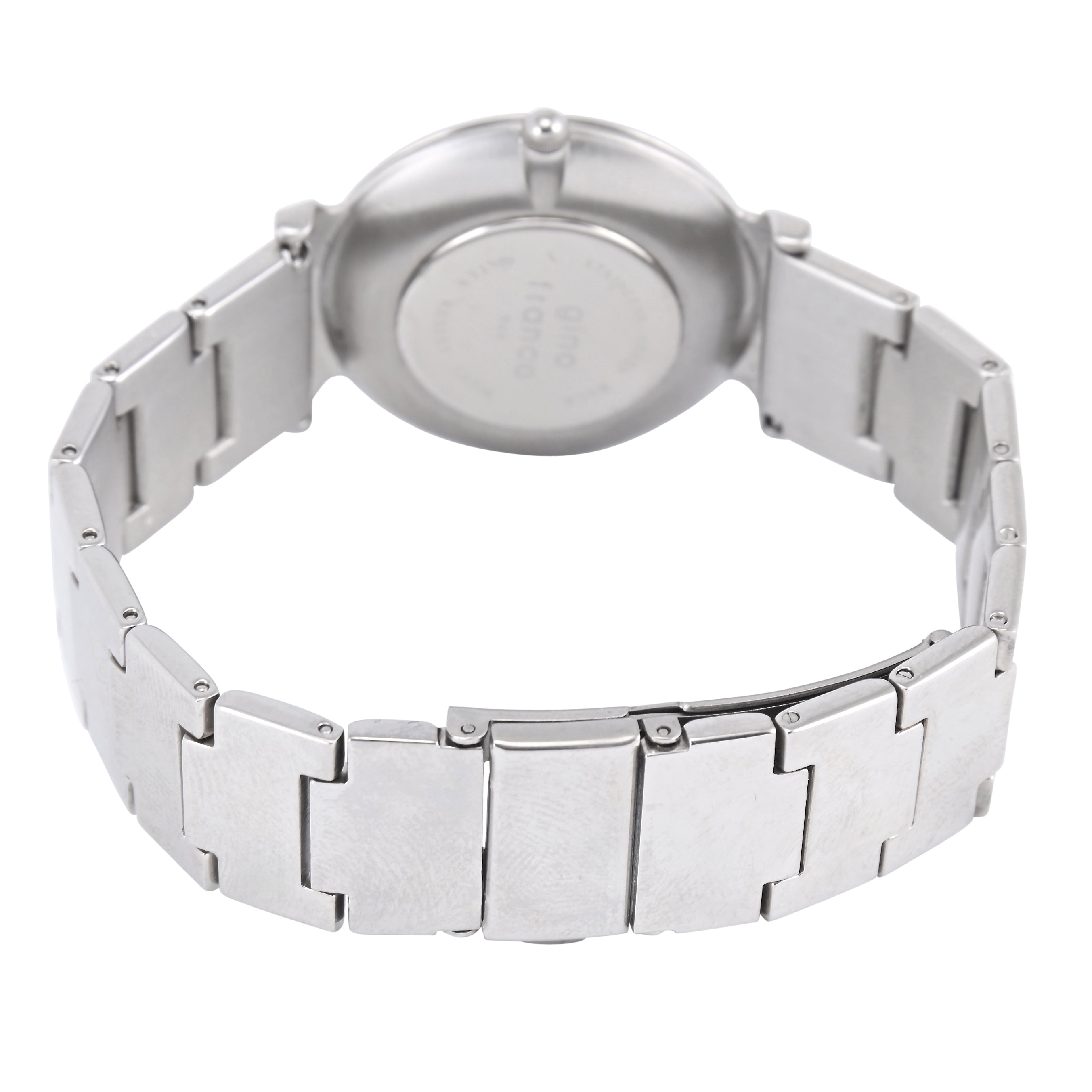 Gino Franco Mens Round 35mm Stainless Steel Silver Bracelet Watch