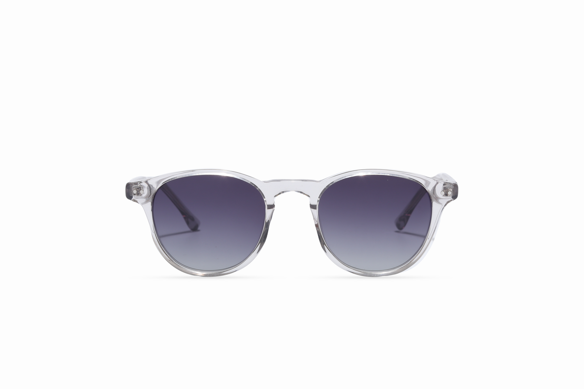 Unisex Corvina Round Handcrafted Acetate Sunglasses – Polarized UV400 Lens – Clear/Smoke-Gray