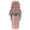 Women's 37mm Pink Watch with Crystal Bezel Leather Band