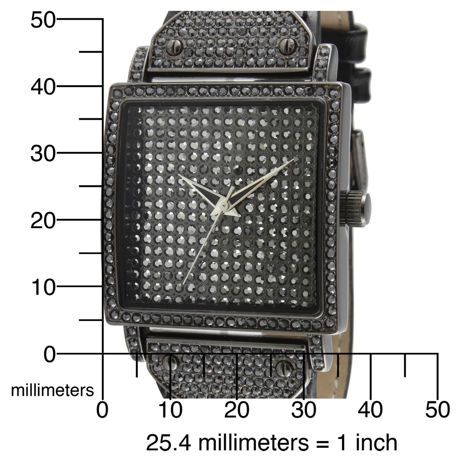 Women's Crystal Couture Black Watch Pavet Face with Leather Bands