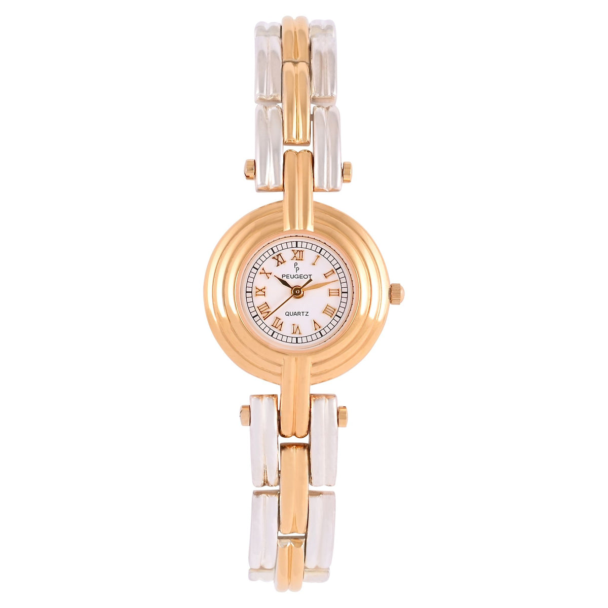 Womens 25mm Two-Tone Round 14K Gold-Plated Fluted Bezel Watch display picture 1