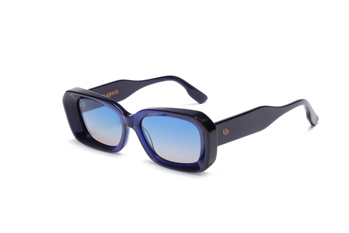 Women's Lunaria Rectangle Handcrafted Acetate Sunglasses – Polarized UV400 Lens – Navy/Blue