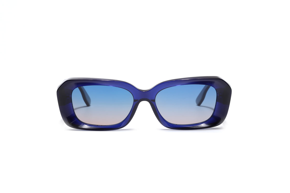 Women's Lunaria Rectangle Handcrafted Acetate Sunglasses – Polarized UV400 Lens – Navy/Blue