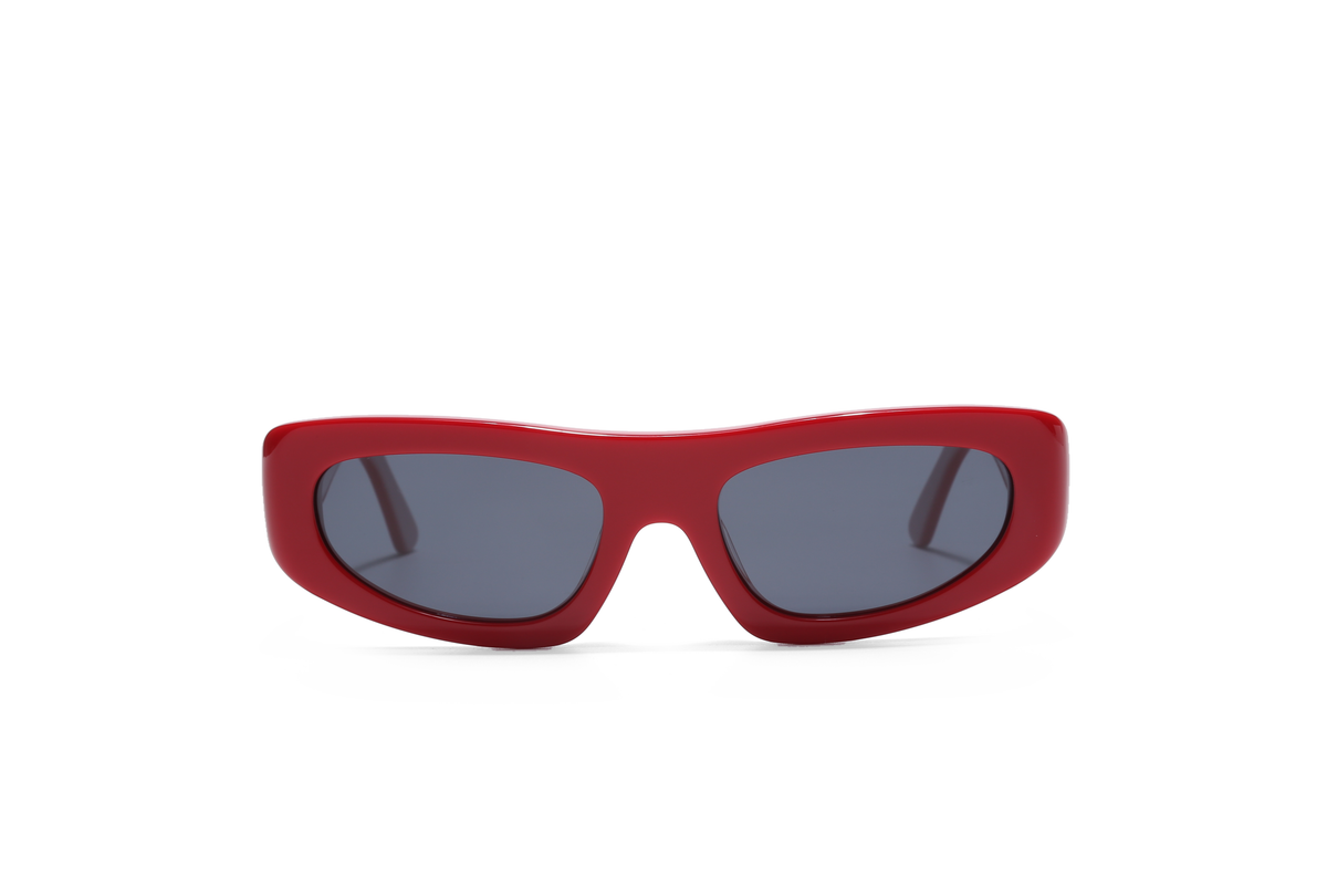 Women's Solara II Slim Wrap Handcrafted Acetate Sunglasses – Polarized UV400 Lens– Cherry-Red/Gray