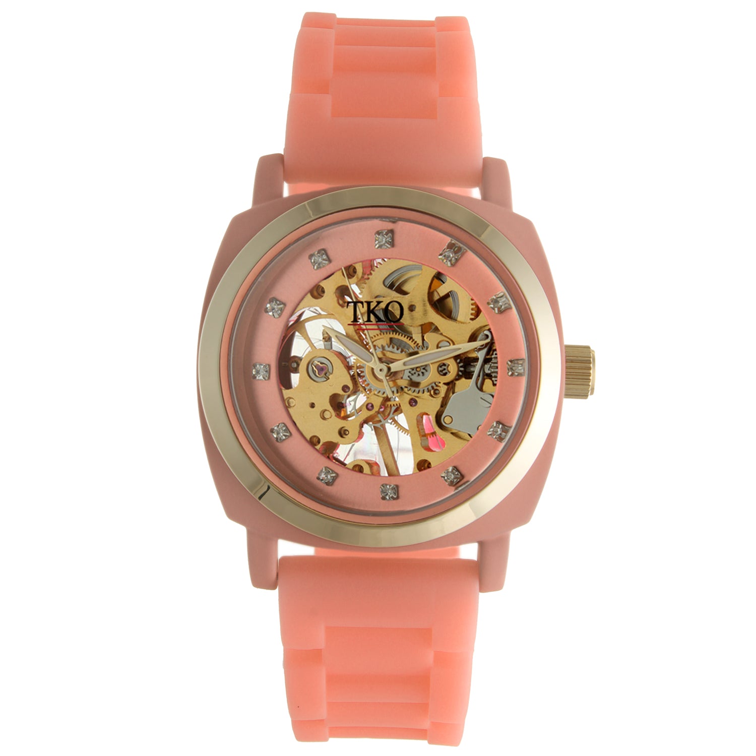 TKO 40mm Mechanical Skeleton Watch- Peach