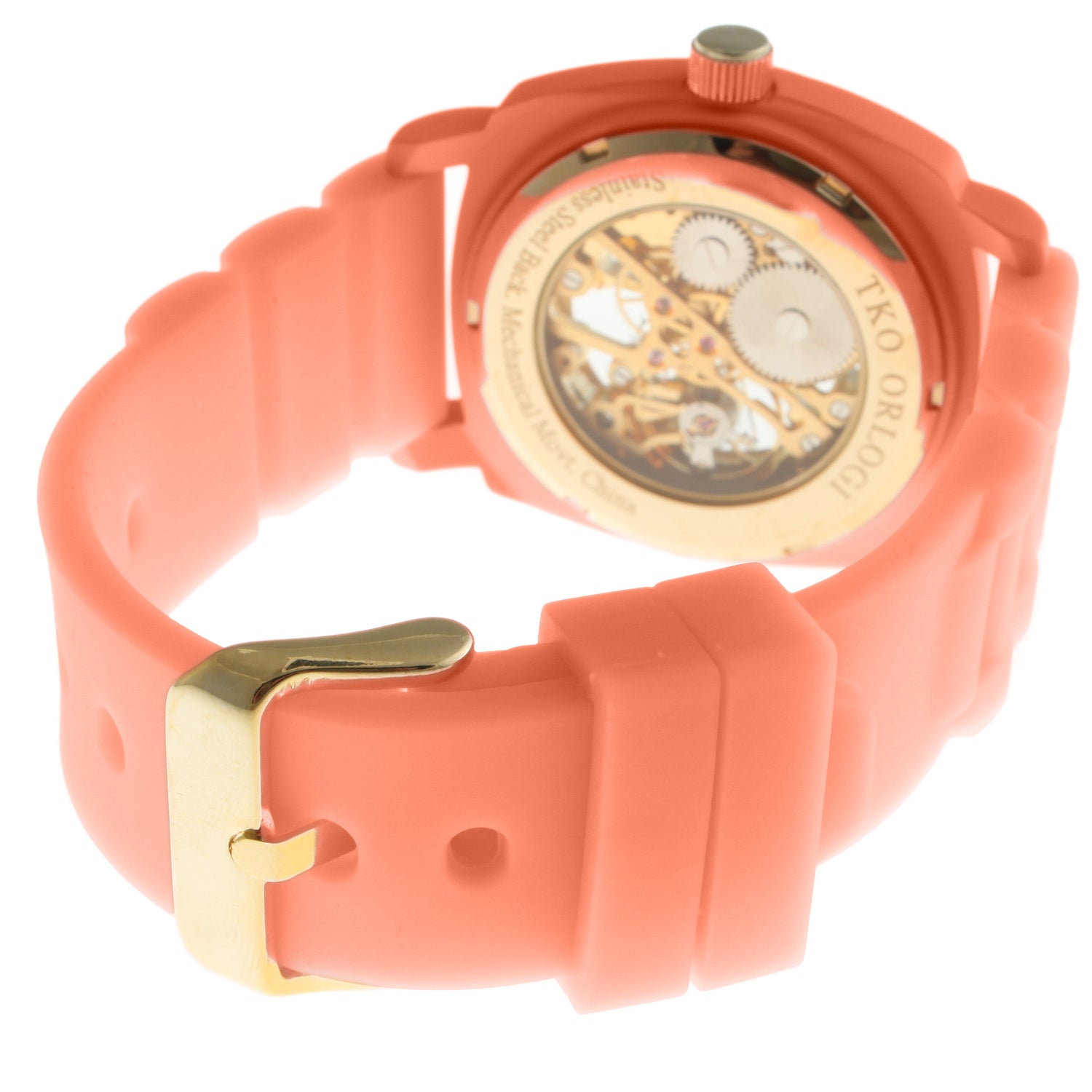 TKO 40mm Mechanical Skeleton Watch- Peach