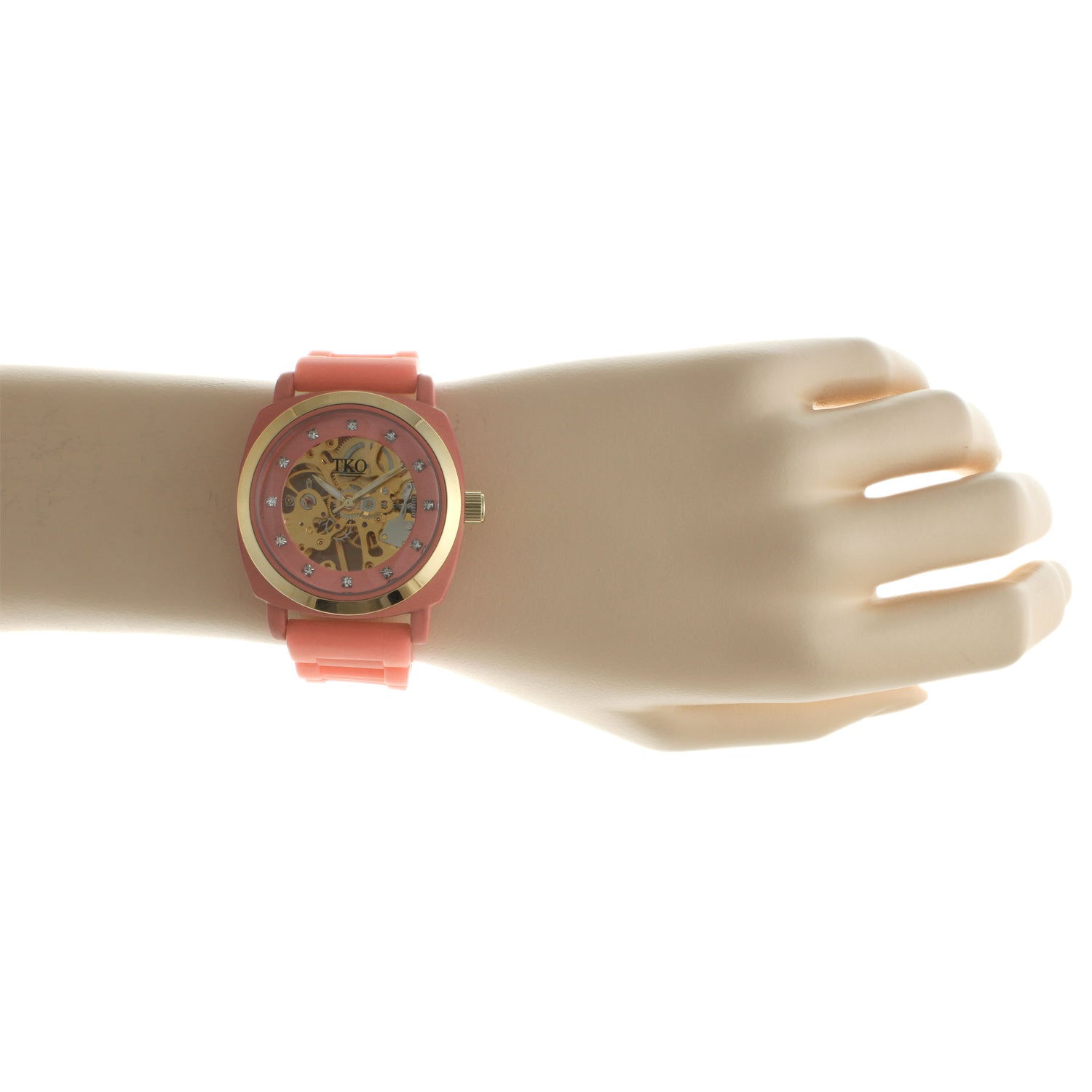TKO 40mm Mechanical Skeleton Watch- Peach