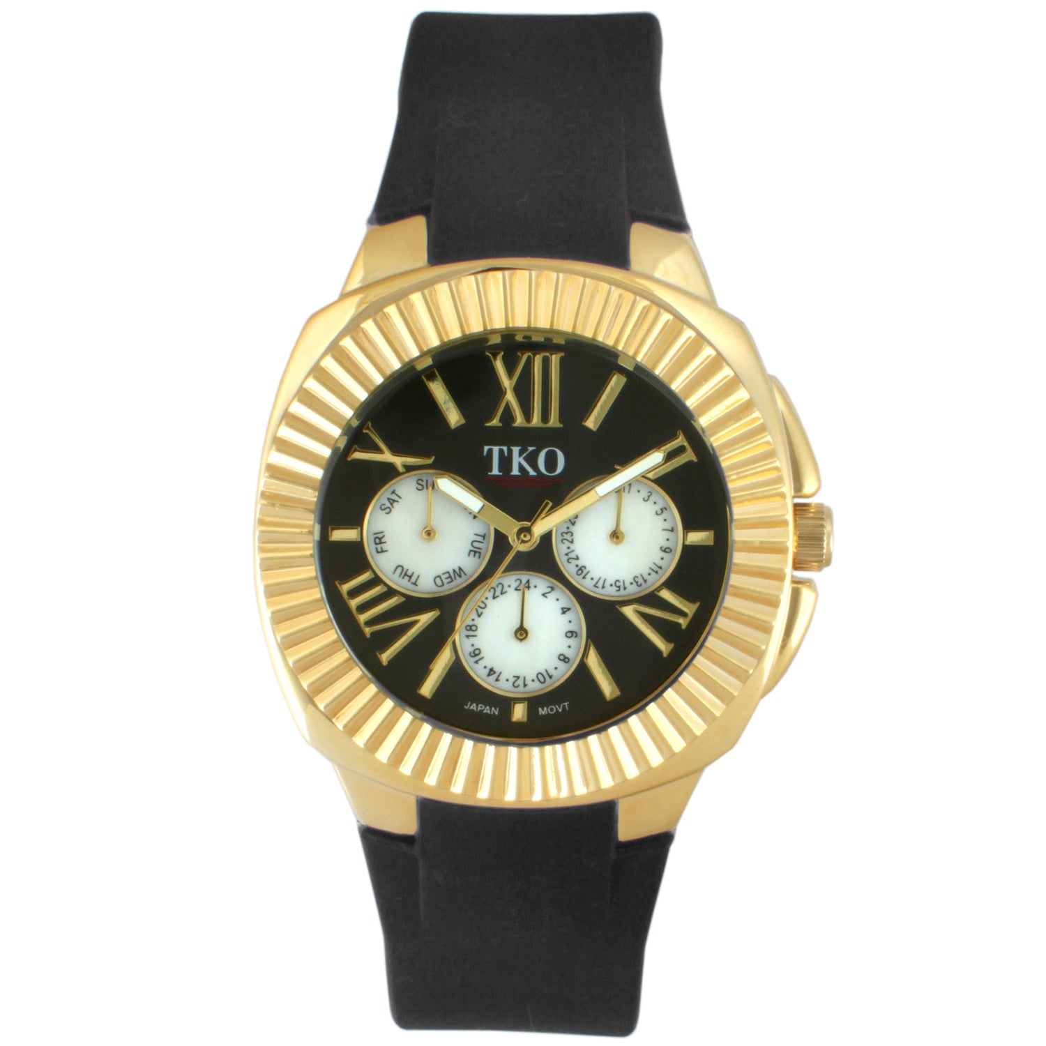 TKO Multi-Function Watch with Fluted Bezel - Black