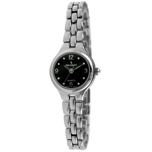 Women 22mm Round Silver Self-Adjust Link Bracelet Watch