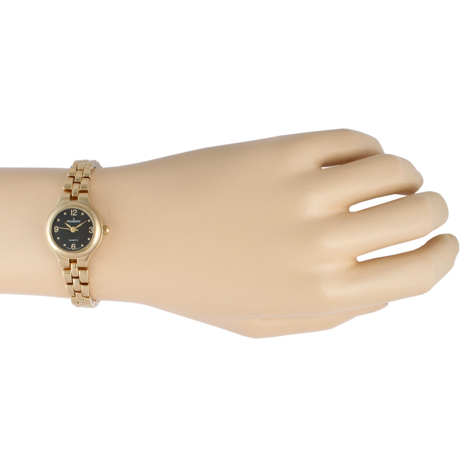 Women's 22mm Black Dial Round Self-Adjust Link Bracelet Watch