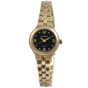 Women's 22mm Black Dial Round Self-Adjust Link Bracelet Watch