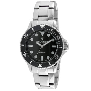 Men's 40mm Black Dial Sport Bezel Stainless Steel Bracelet Watch