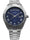 Men's 40mm Blue Face Fluted Bezel Steel Bracelet Watch