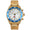 Men's 46mm Gold Circular Day Date Stainless Steel Bracelet Watch