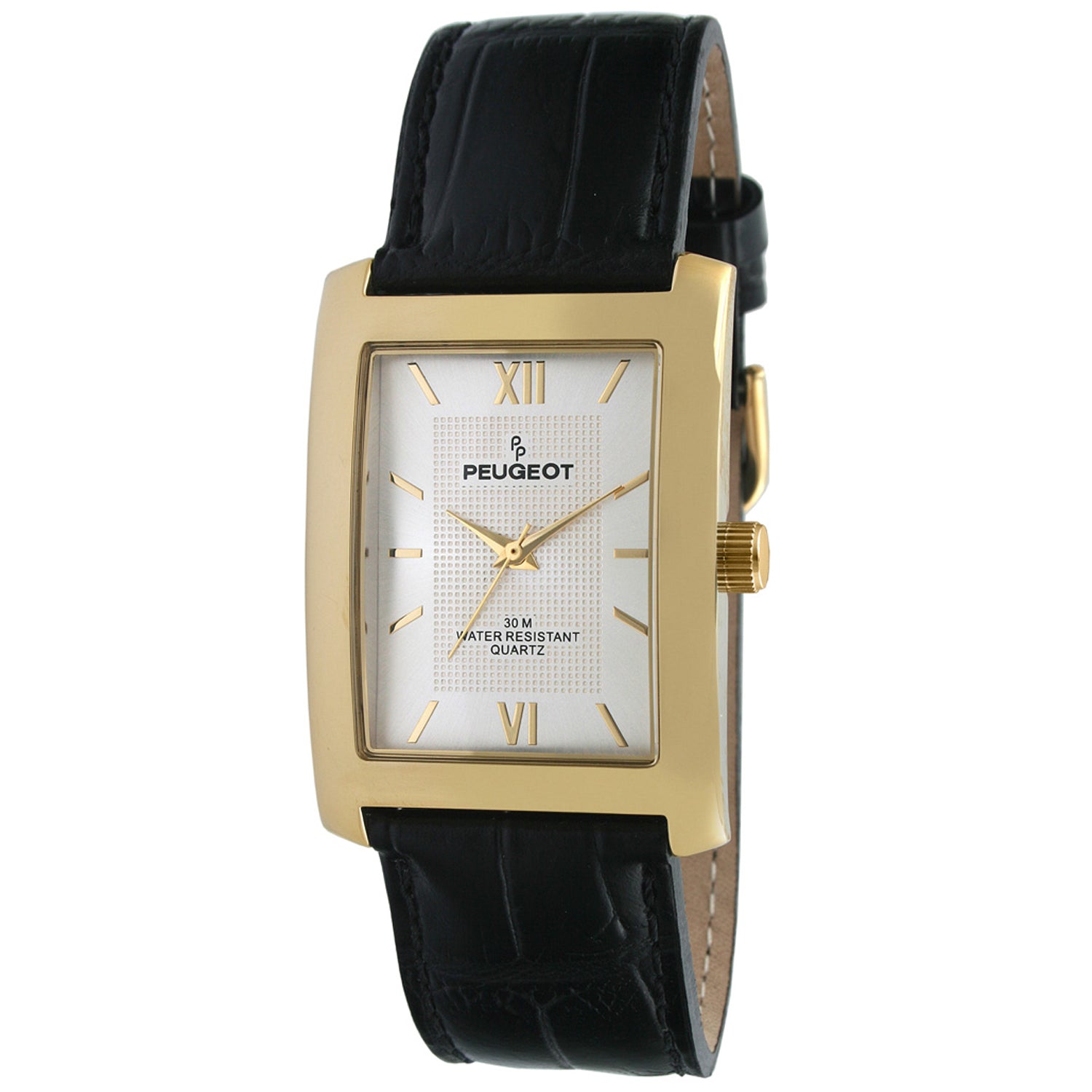Peugeot Women's Watch Gold Round Large Gold Face Brown Leather