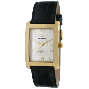 Men's 30X40mm Gold Tank Shape Watch with Black Strap