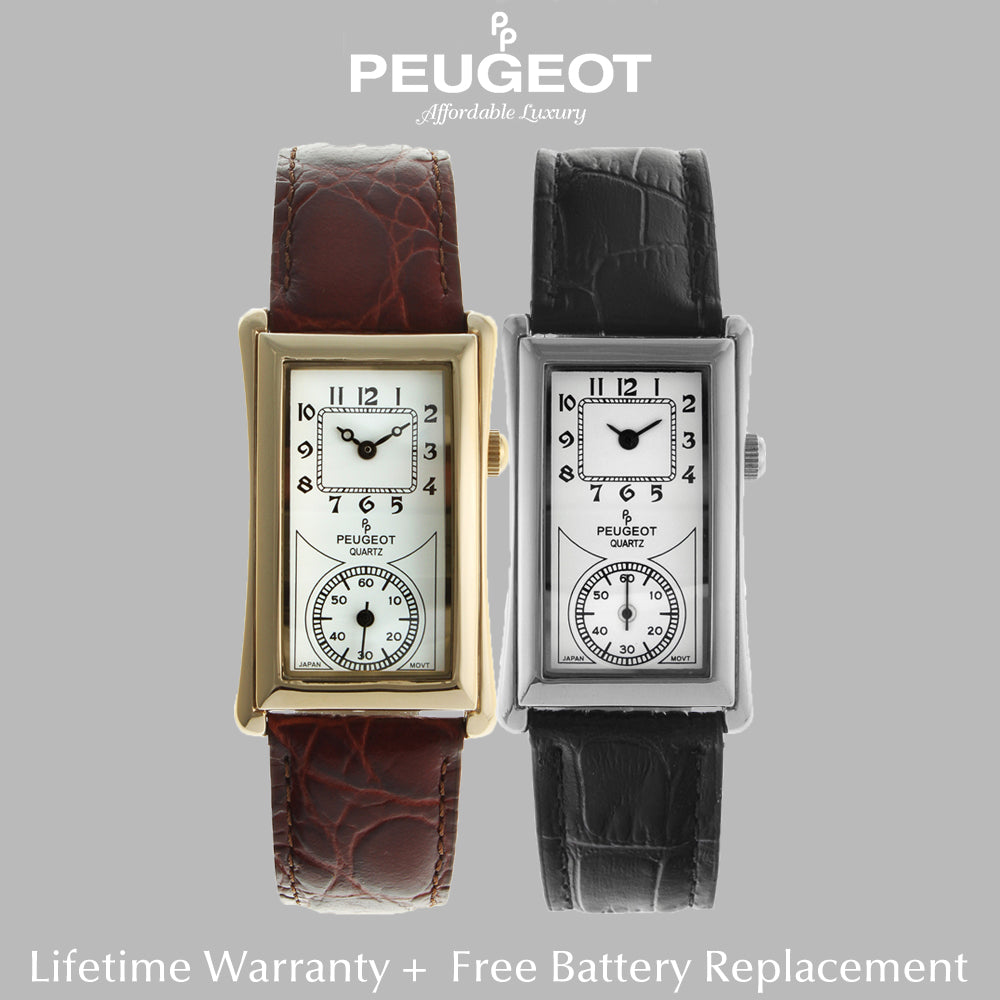 Men's Vintage Moon Phase Dial with Leather Strap - Peugeot Watches