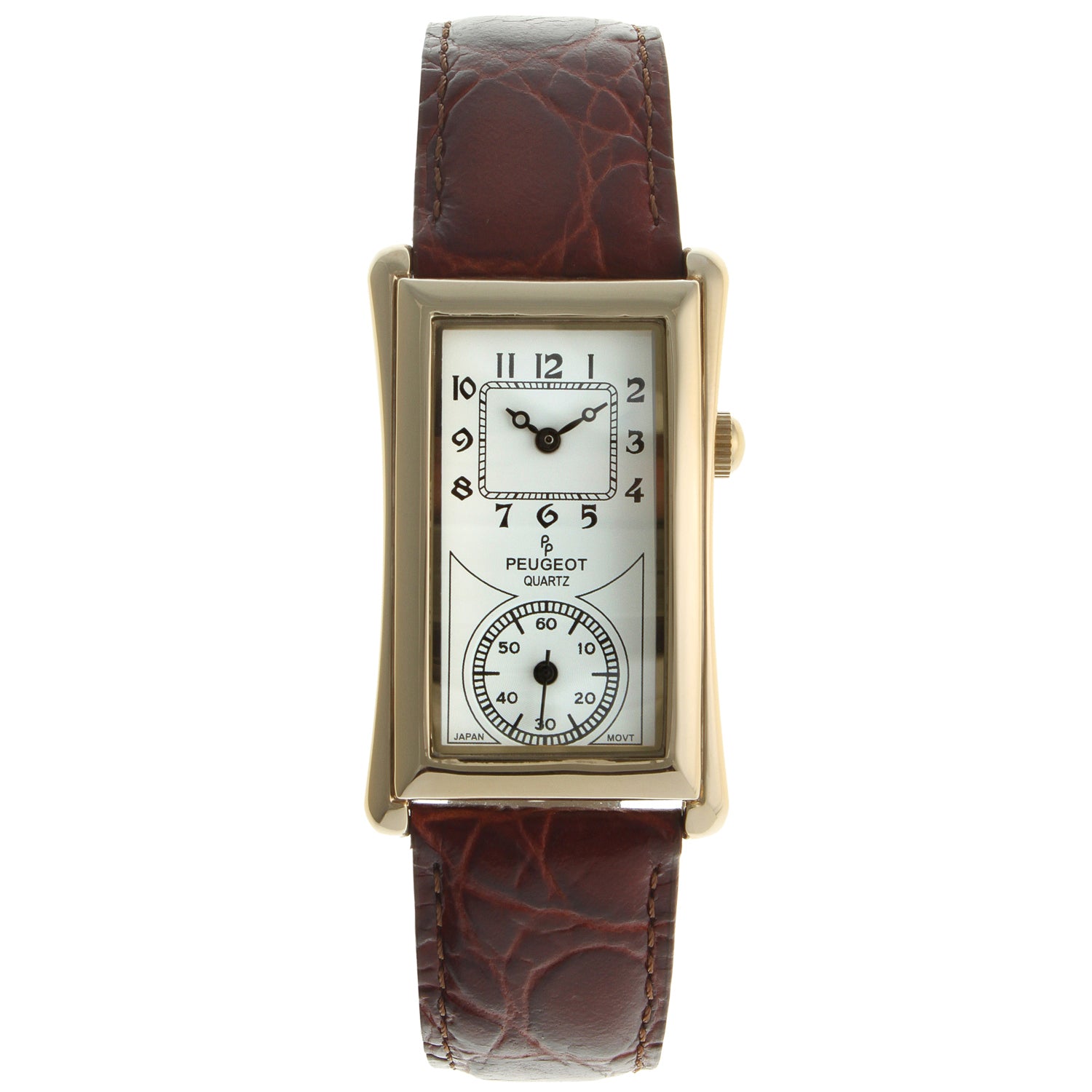 Men's Rectangle Vintage Gold Watch with Band - Watches