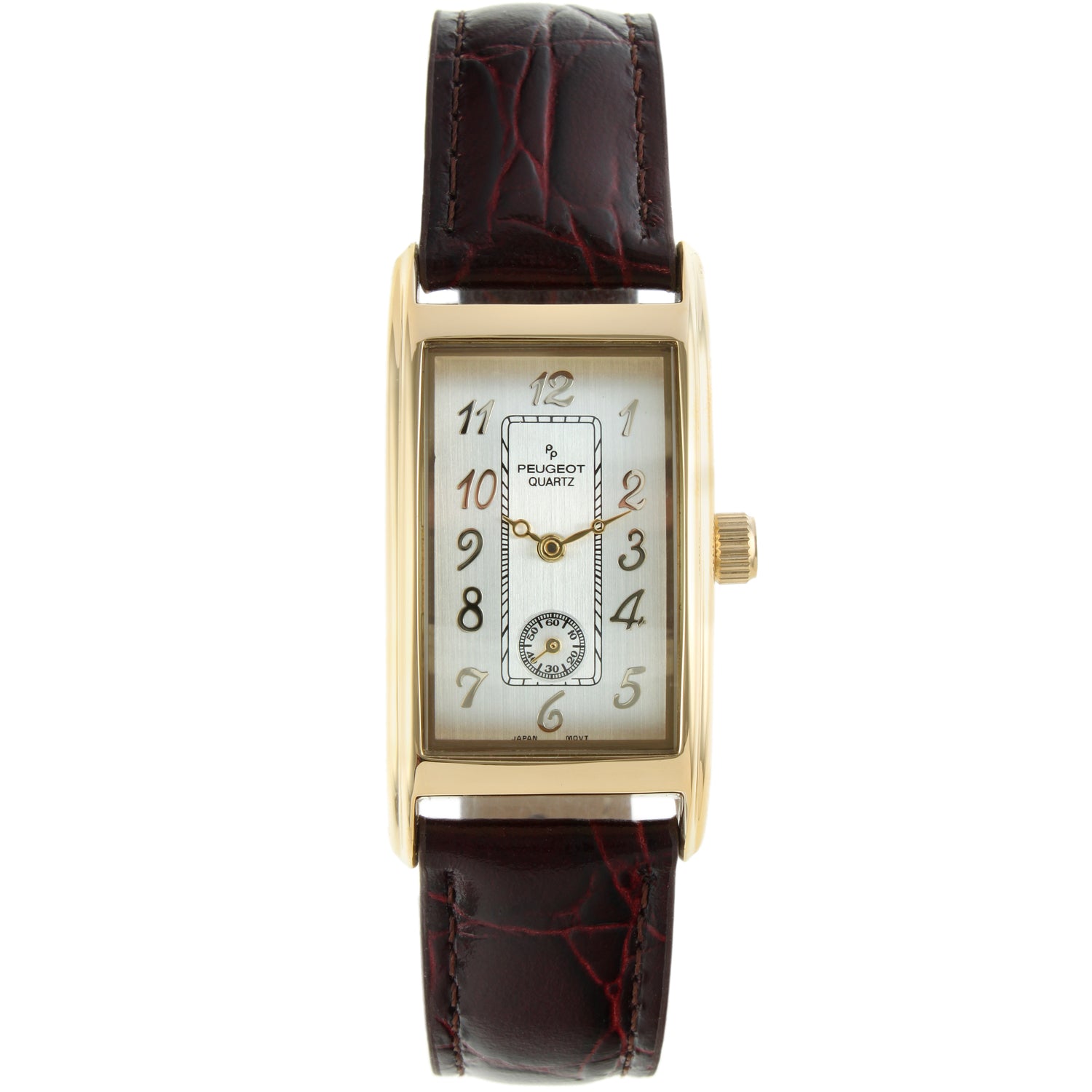 Peugeot Men s Watch Gold Rectangular Remote Second Hand Brown