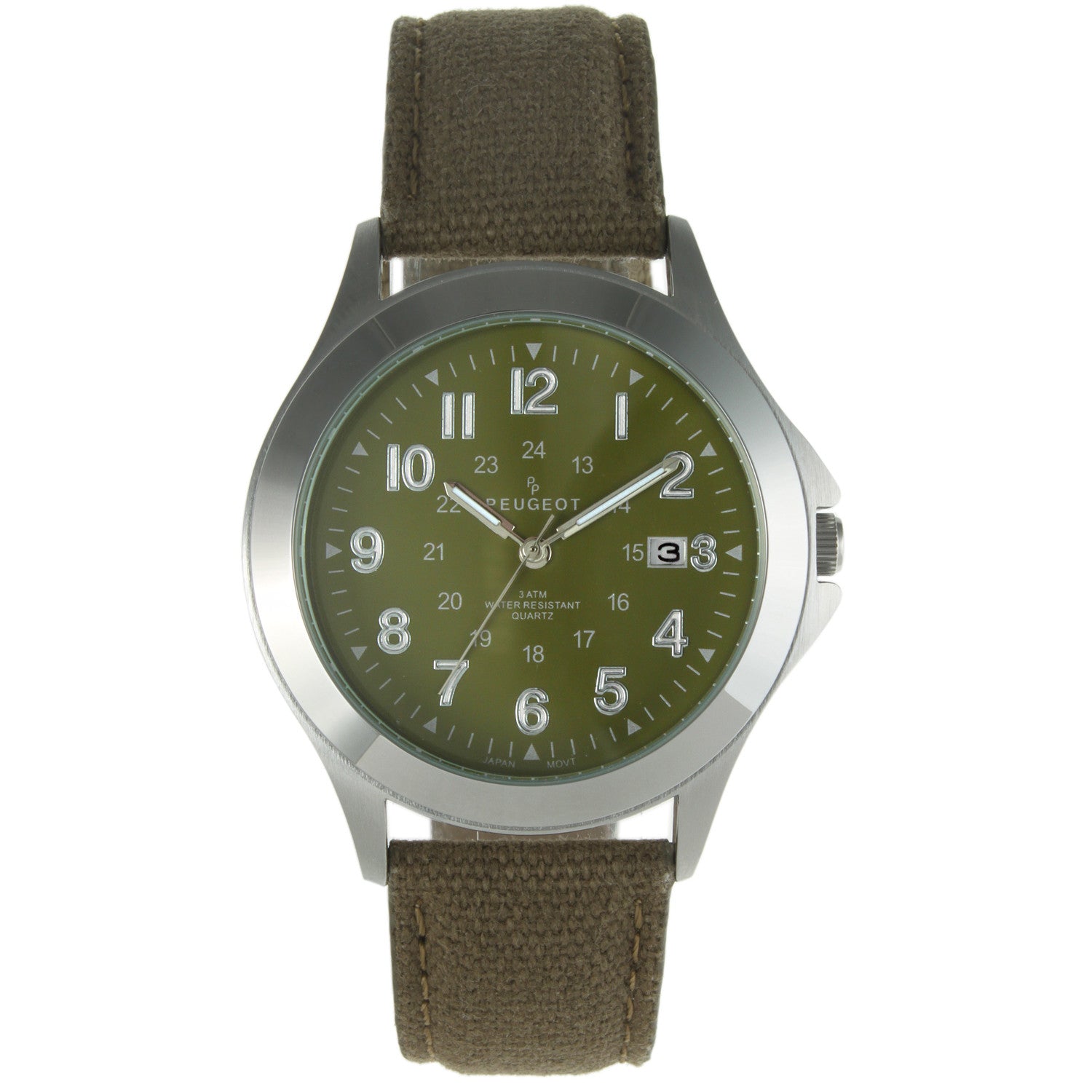 Men 40mm Military Dial Calendar Canvas Strap Watch