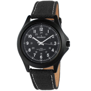 Men's 40mm Black Military Dial Sport Canvas Strap Watch