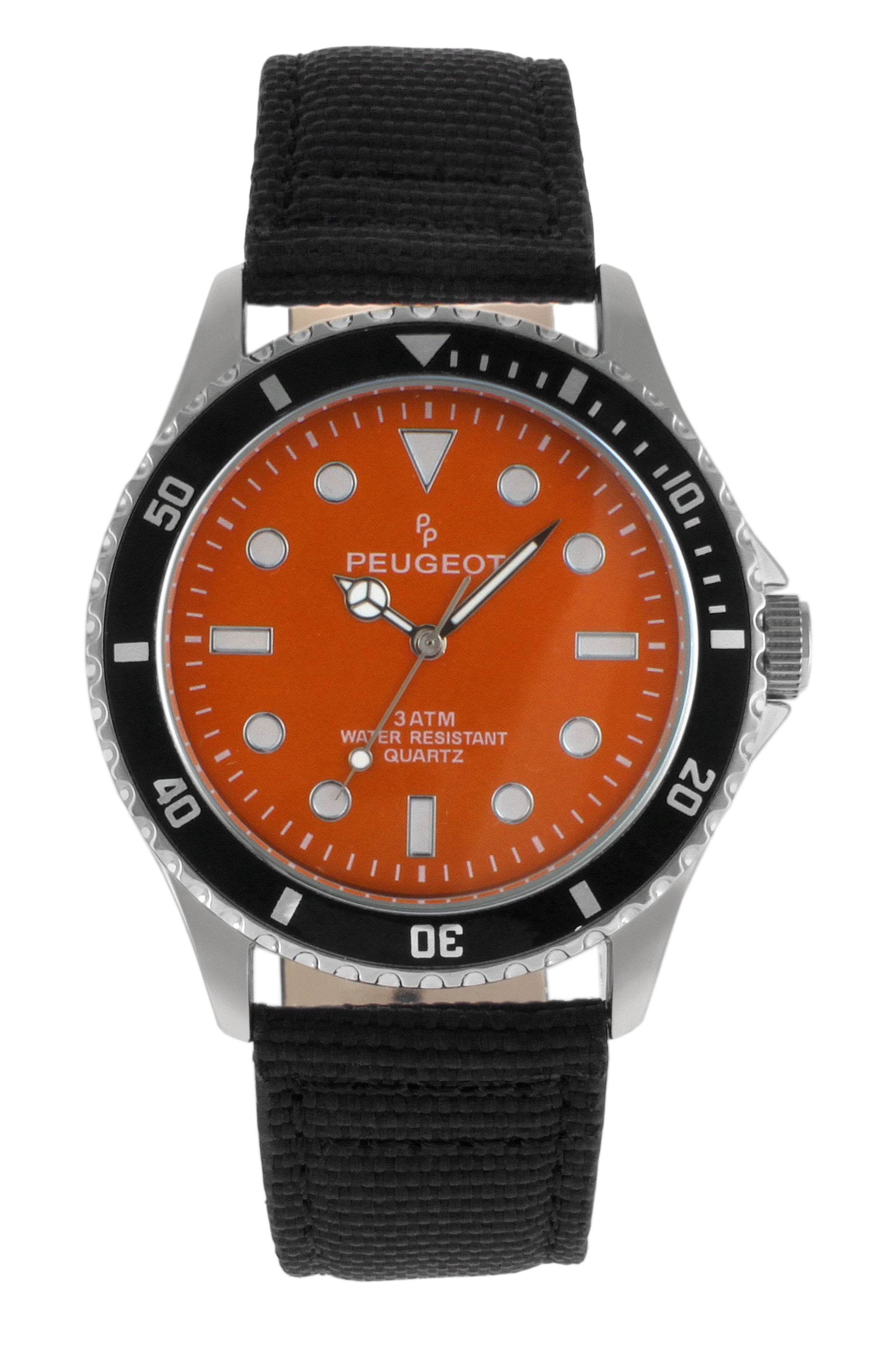 Men s Sport Bezel with colored Dial and Canvas Strap Peugeot Watches