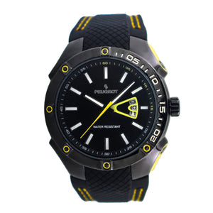 Men's 44mm Yellow Sport Calendar Stitched Rubber Band Watch