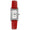 Women 34x20mm silver trim watch with white face and Red leather strap