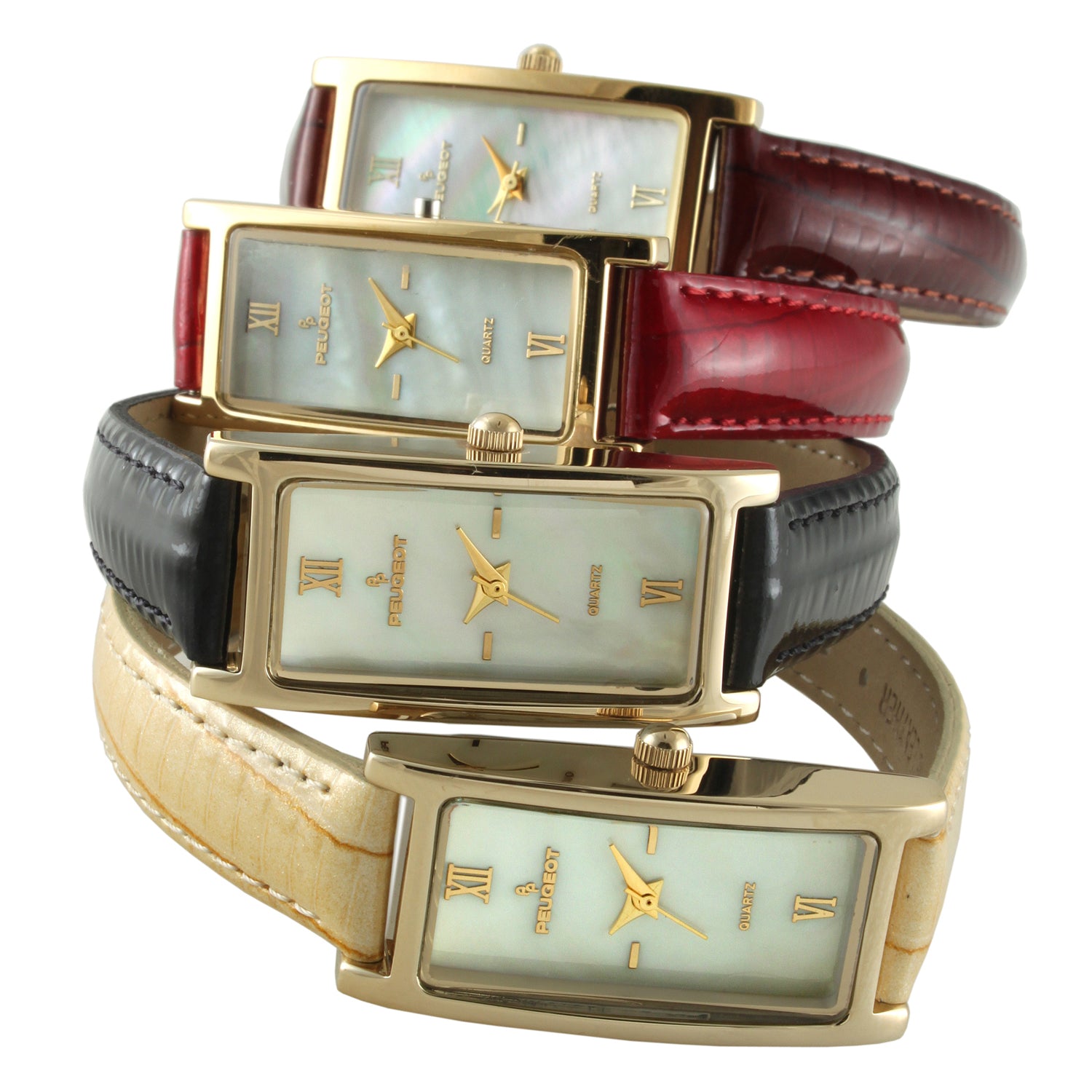 Peugeot Women s Watch Rectangular Dress with Tan Leather Strap