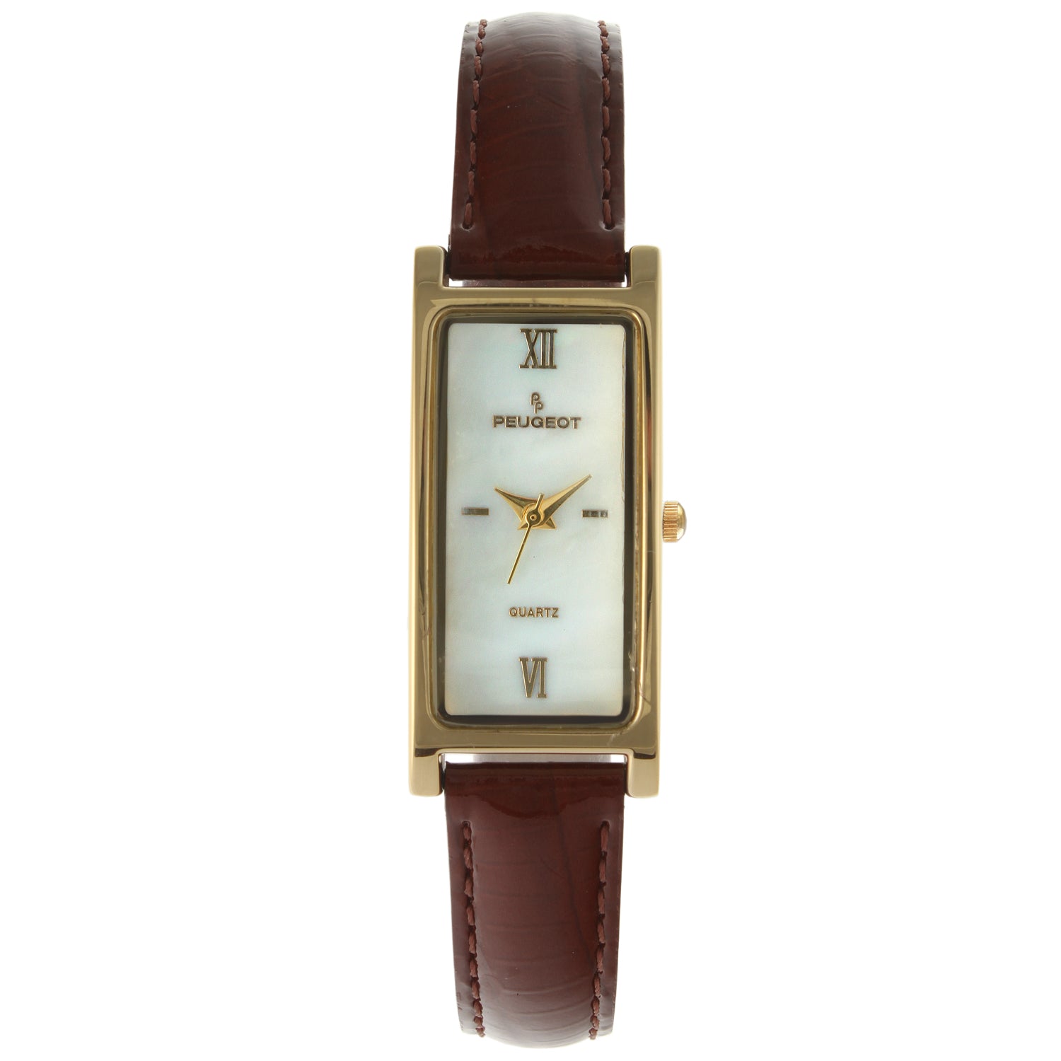 Peugeot Women's Watch Rectangular Dress with Brown Leather Strap - Peugeot  Watches