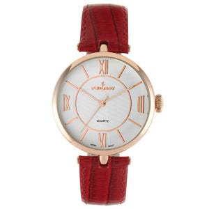 Women's 38mm Watch T-Bar Dress Red Leather Strap