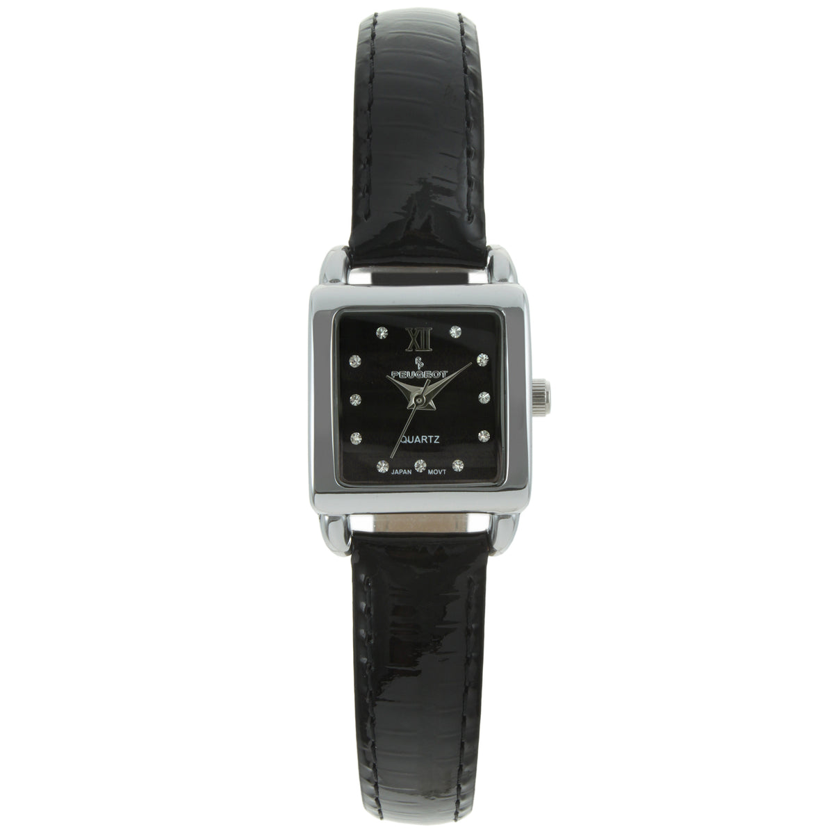 Black and Silver Square Watch BIG Square Digi - Silver Case Black Dial SS Band – dakotawatch main image 4