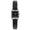 Women's 20mm Square Watch with Glossy Black Leather Strap