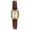 Woman 20mm Square watch with Gold trim and a Champagne face with crystal markers and a Brown leather strap