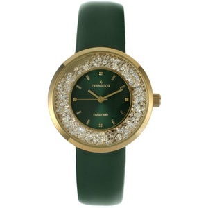 Women's 38mm Green Floating CZ Diamond Dial Watch
