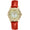 Women's Red Watch 34mm Crystal Bezel Leather Strap