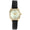 Women 28mm Gold Watch with Crystal Bezel Leather Strap