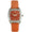Women's 32mm Orange Crystal Bezel Leather Strap Watch