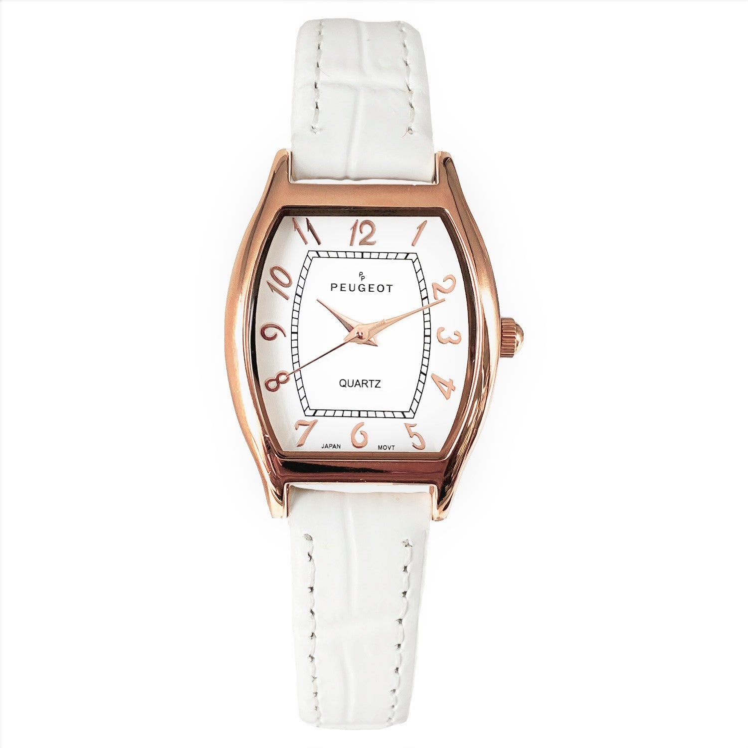 Peugeot Women Two-Tone Tank Shape Dress Watch with Designer Leather Wrist  Band